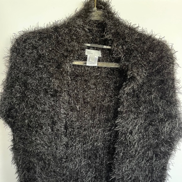 Linea Domani Faux Fur Vest Open Front Women’s Black Size L - Picture 2 of 8
